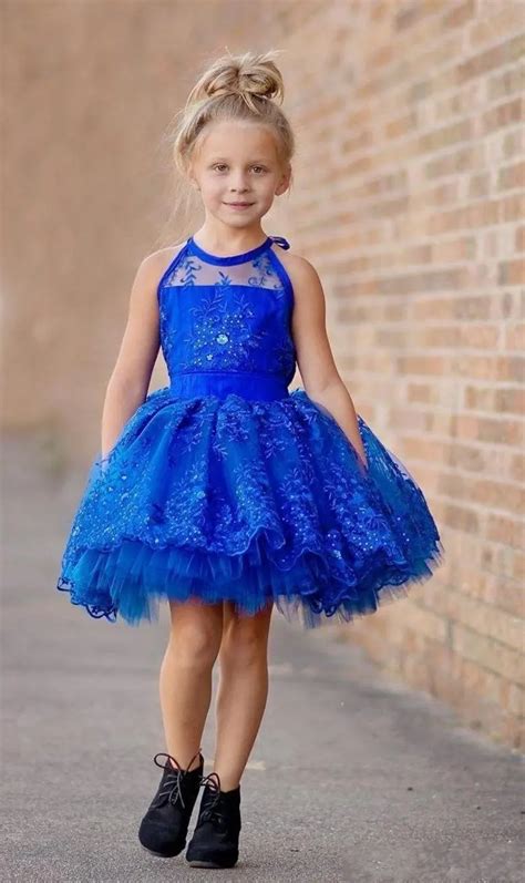 Aliexpress.com : Buy Short Blue Children Little Girls Pageant Lace Puffy Skirt Girls Prom Dress ...