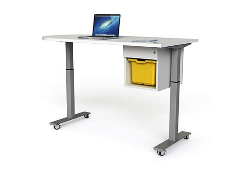 Mobile, height adjustable teacher desk | zioxi