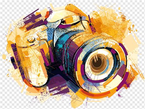 Camera Drawing graphy, watercolor effects camera, yellow and purple ...