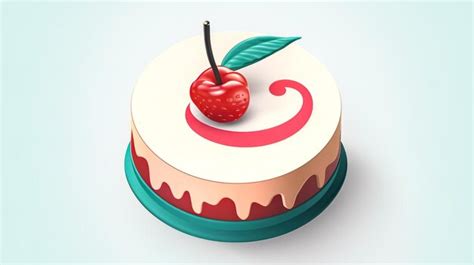 Premium AI Image | Cake decorated with cherries logo design generative ai