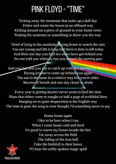 Pink Floyd Time Lyrics | Pink floyd, Time pink floyd, Pink floyd lyrics ...