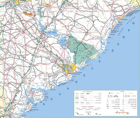Map of South Carolina coast with beaches - Ontheworldmap.com