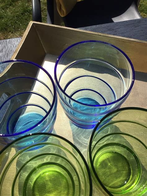 Vintage IKEA drinking glasses. 6 harlequin 2 blue 2 green 2 | Etsy