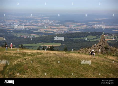 View of Poppenhausen from the Wasserkuppe UNESCO Rhön Biosphere Reserve ...