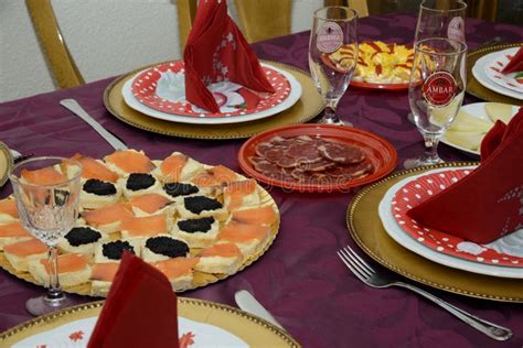 Christmas Dinner Table Typical in Spain Stock Photo - Image of room ...