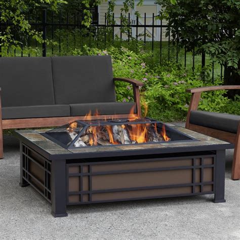 Real Flame Hamilton 43-Inch Rectangle Wood Burning Fire Pit - Black ...