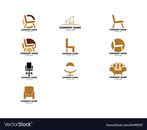 Set furniture chair company logo Royalty Free Vector Image