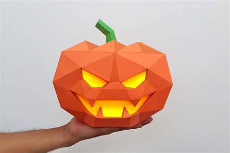 DIY Halloween Pumpkin lamp - 3d papercraft (373434) | Printables | Design Bundles