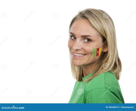Cameroon Girl stock photo. Image of portrait, paint, flag - 38348072