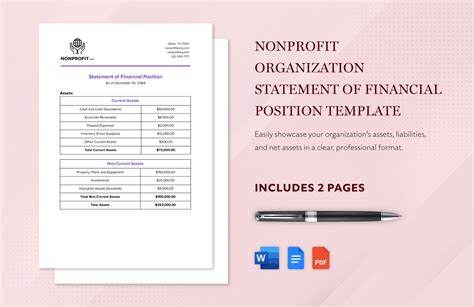 Nonprofit Organization Statement of Financial Position Template in Word, PDF, Google Docs ...