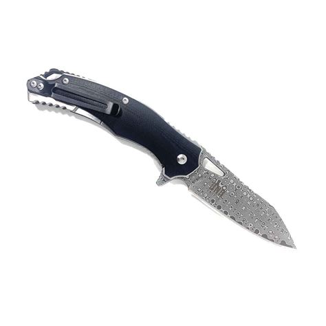 BnB Knives Damascus Black Panther 3.25 inch Folding Knife - Black ...