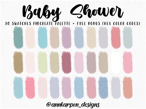 Baby Shower Procreate Palette, 30 HEX Color Codes, Instant Digital Download, iPad Pro Art ...