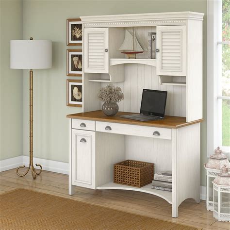 Fairview Computer Desk with Hutch and Drawers in Antique White ...