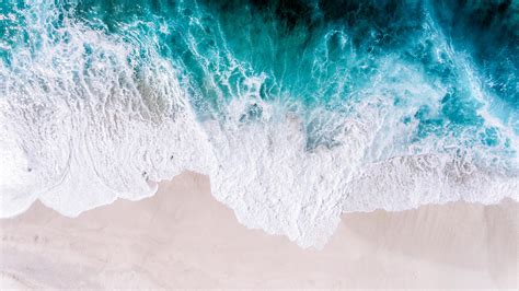 wallpaper ocean, aerial view, surf, wave, foam, sand, shore HD : Widescreen : High Definition ...