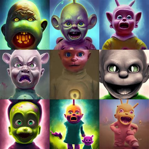 evil teletubbies portrait, horror, very very very very | Stable Diffusion