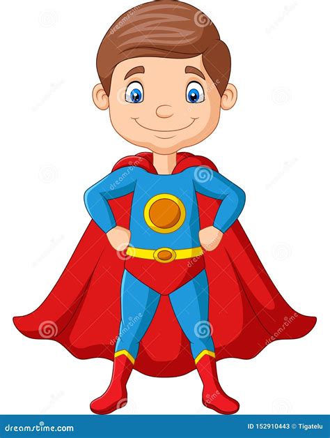 Cartoon Happy Superhero Boy Posing Stock Vector - Illustration of ...