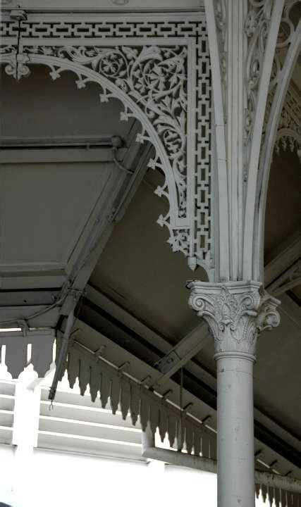 Wrought iron tracery and column | Wrought iron design, Glass porch, Gothic house