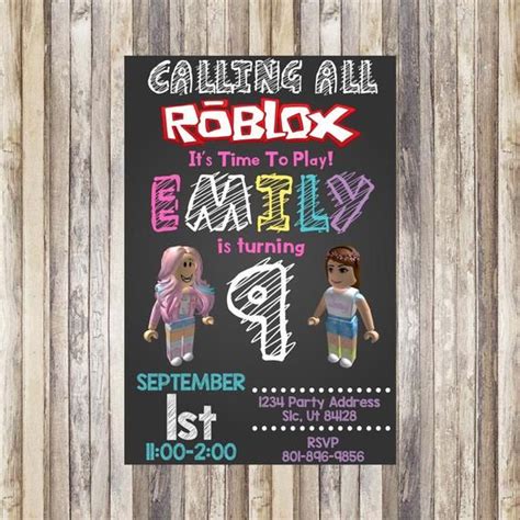 Printed Roblox Girl Invitation, Roblox Girl Invite, Roblox Invitation ...