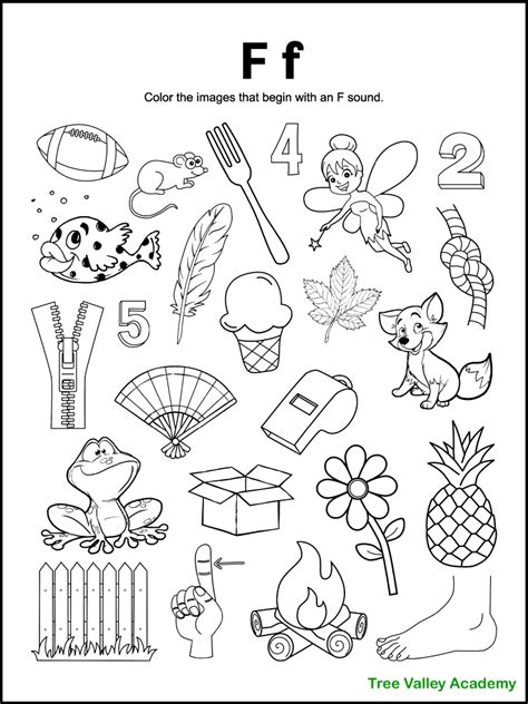 Letter F Sound Worksheets - Tree Valley Academy