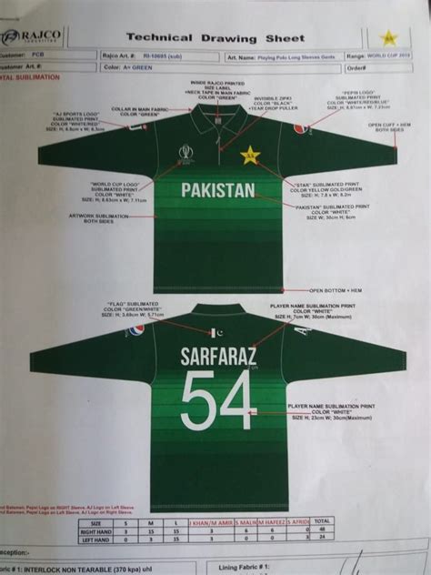 Pakistan Cricket World Cup 2019 kit design revealed : r/Cricket