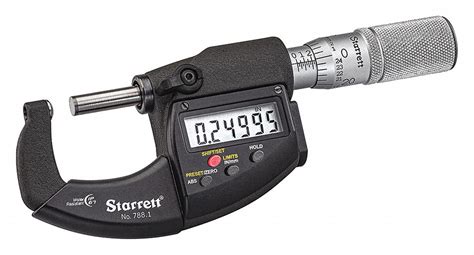 STARRETT, 0 in to 1 in/0 mm to 25 mm Range, 0.00005 in/0.001 mm ...