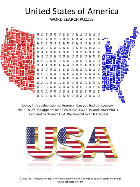 America Word Search Printable | Images and Photos finder