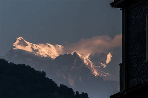 Sunrise on Annapurna Range - Himalayas - from my guest house this morning - Dec. 2017 - Nepal ...