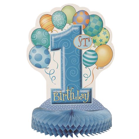 1st Birthday Balloon Blue Honeycomb Centrepiece - Parties4Africa | Party Supplies