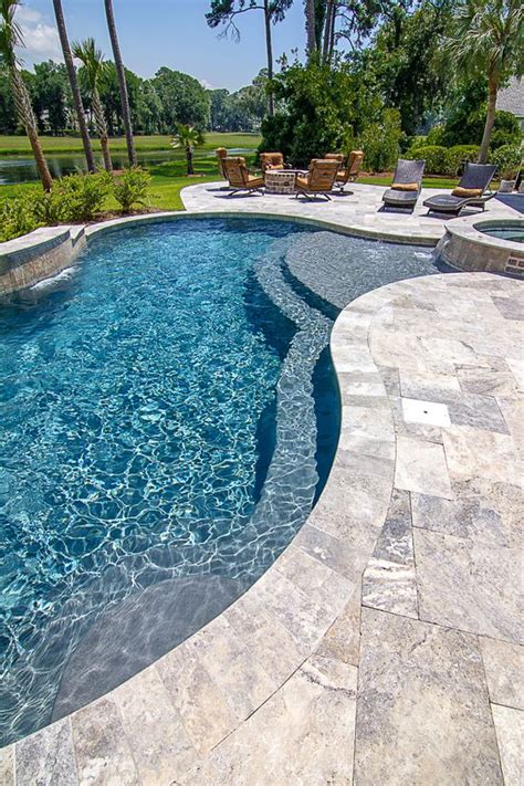 59 Stone Pool Deck Design Ideas - DigsDigs