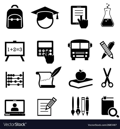 School learning and education icons Royalty Free Vector