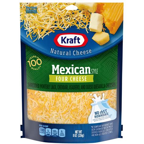 Kraft Mexican Style Four Cheese Blend Shredded Cheese, 8 oz Bag - Walmart.com