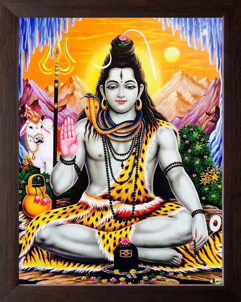 Hindu God Lord Shiva Giving Blessing Poster Painting In Wood Crafts ...