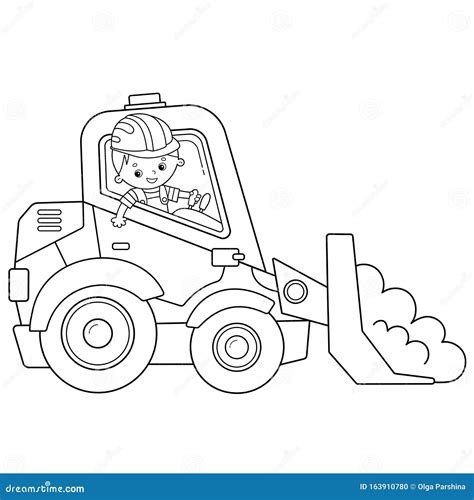 Coloring Page Outline of Cartoon Bulldozer. Construction Vehicles Stock ...