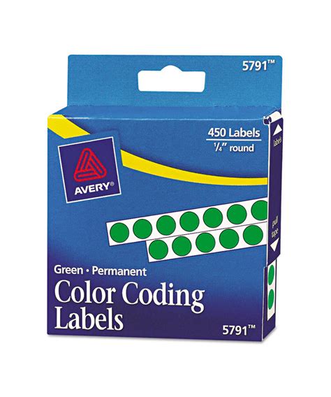 Handwrite-Only Permanent Self-Adhesive Round Color-Coding Labels in Dispensers, 0.25" dia, Green ...