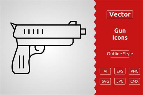 Vector Gun Outline Icon Design Graphic by Muhammad Atiq · Creative Fabrica