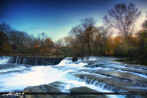 Stones River Murfreesboro Tennessee Almost Dark at Dam Waterfall | HDR Photography by Captain Kimo