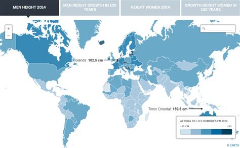 Average height by country - Vivid Maps