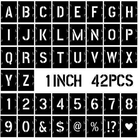 Buy 1 Inch Letter Stencils Symbol Numbers Craft Stencils, 42 Pcs Alphabet Stencils Letter ...