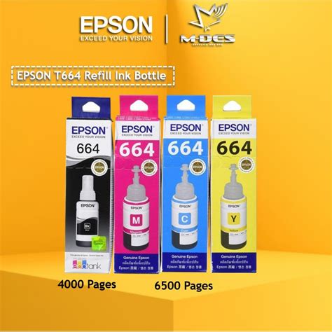 [100% ORIGINAL] Epson T664 Refill Ink L120 L210 L360 L405 L565 L385 L1300 L310 T664100 T664200 ...