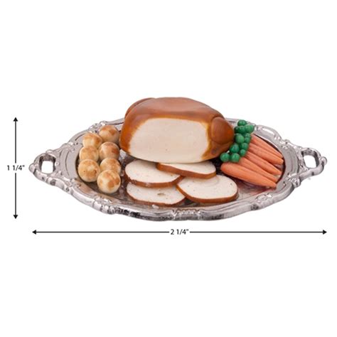 Miniature Turkey Dinner Platter for Dollhouse Holidays