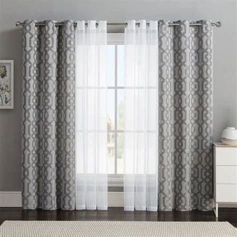 Avon Trellis Grommet Sheer Window Curtain Panel Set 38W X 84L White ...