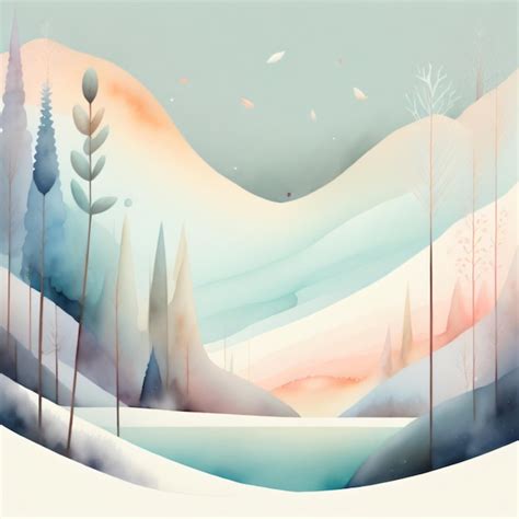 Premium AI Image | A painting of a forest with trees and snow on it.