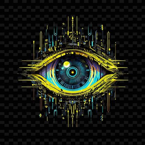 Premium PSD | Cybernetic eye borderline design neon lines style eye design png y2k shapes ...