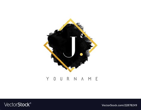 J letter logo design with black stroke and golden Vector Image