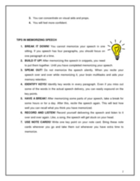 SOLUTION: Lesson 12 organizing and delivering memorized speech - Studypool