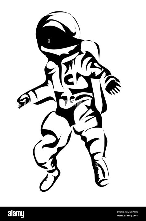 astronaut silhouette isolated on white background Stock Vector Image ...