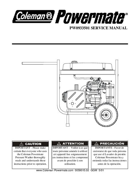 Coleman Powermate PW0933501 Generator Service Manual