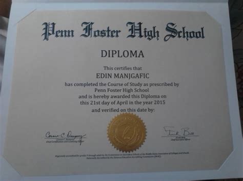 This is my diploma from Penn Foster High School and great online school too | Penn foster high ...