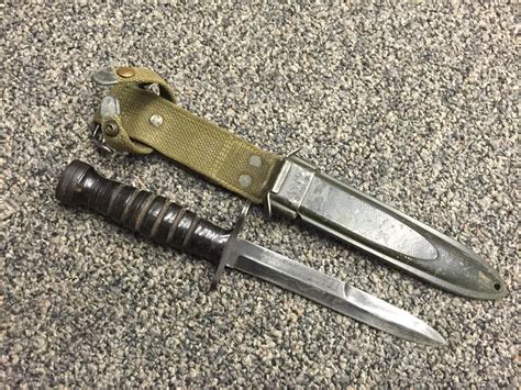 US GI WWII M1 CARBINE BAYONET MARKED "PAL" LEATHER HANDLE & M8A1 SCABBARD | #1819869844