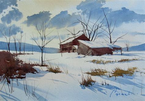 Watercolor Snow Scene at GetDrawings | Free download